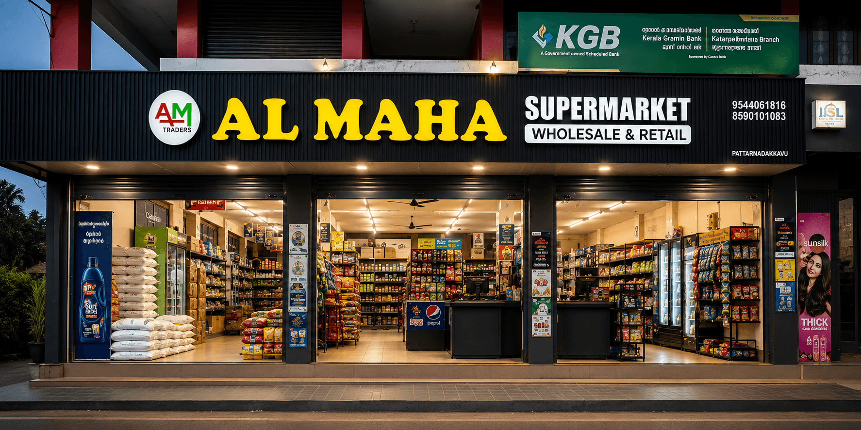 Al Maha Supermarket storefront daylight view